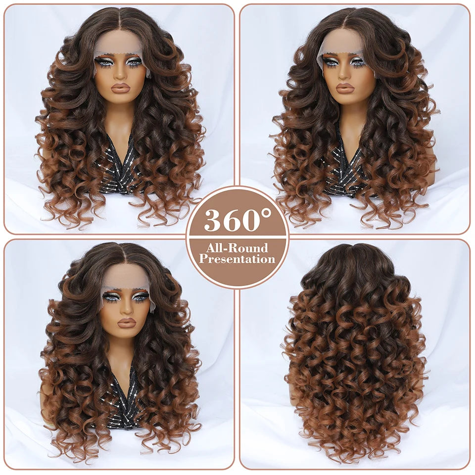Lace Front Wigs Curly Latisha Synthetic High Quality Blonde Pink Blue Black White Red Brown Wig With Baby Hair For African Women