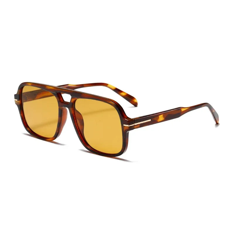 3507 Double Bridge Square Aviator Sunglasses - UV400 Vintage Pilot Style, Retro Classic Sun Glasses for Men Women Unisex 411240
