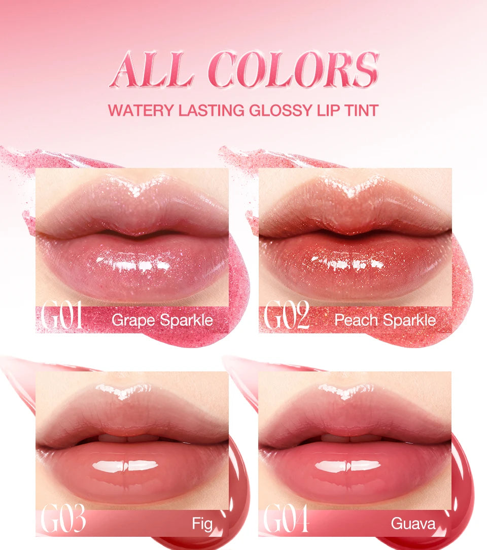 O.TWO.O Liquid Lip Gloss Lipstick Glossy Finish High-Shine Long Lasting Moisturize Non-Stick Glassy Lips Glossy Lip Stain Makeup
