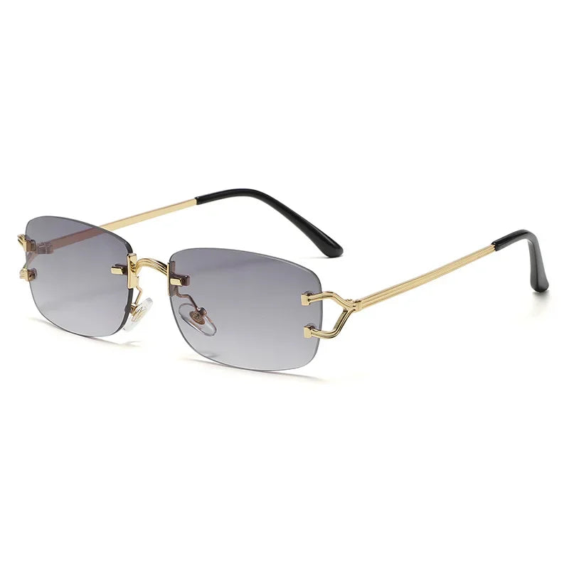 New Small Narrow Rimless Sunglasses Fashion Frameless Rectangle Tinted Lens Eyewear 90s Glasses for Women Men