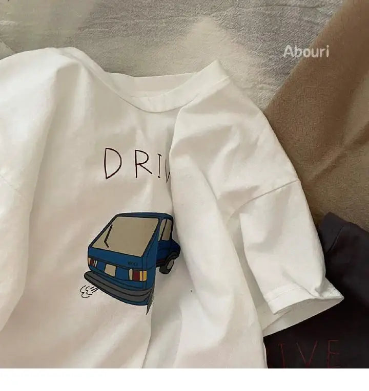 Solid Color Prnted Short Sleeve Tees Summer Clothing Boys Loose Casual O-neck T-shirts Children's Clothes Baby Boy T Shirts Tops