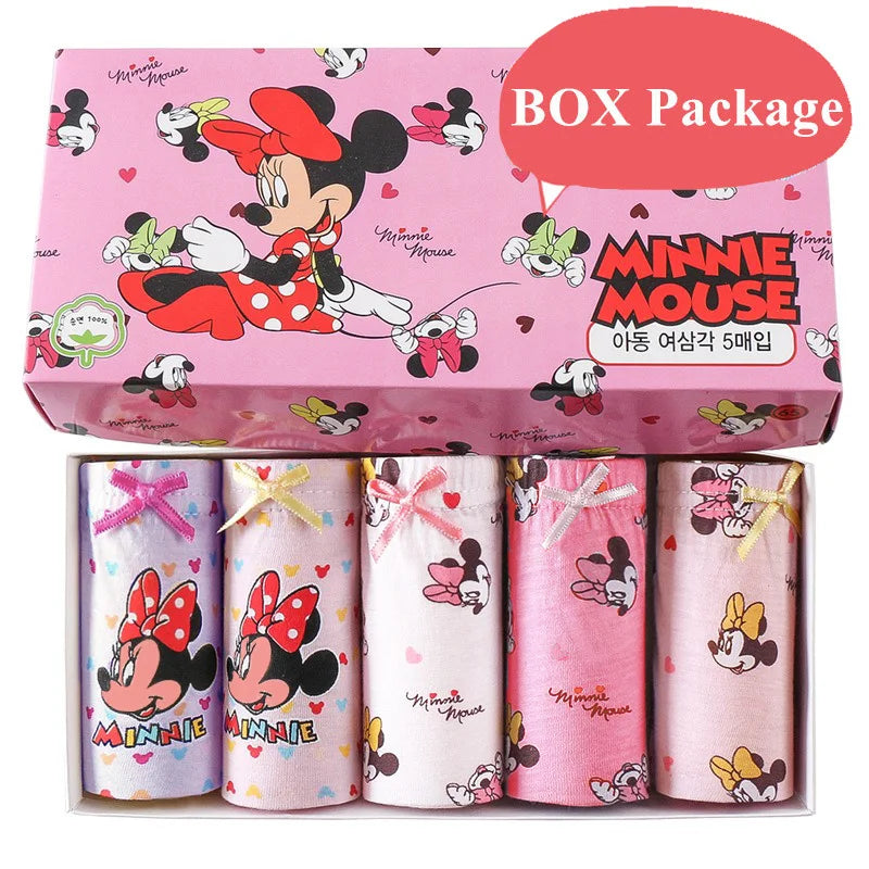 5 Packs/Box Children Underwear Mickey Cartoon Girls Panties Soft Cotton Kids Triangle Panty Breathable Girls Briefs Gift Box