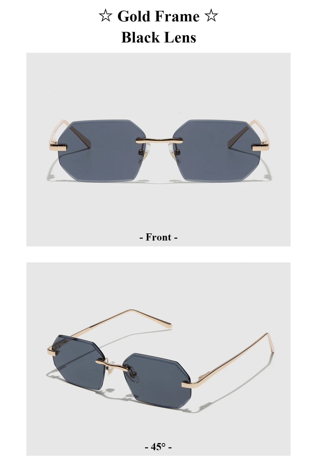 Ruiao Sunglasses Men Brand Designer Fashion Rimless Sun Glasses Shades Diamond Cut Lens Ladies Frameless Metal Eye glasses