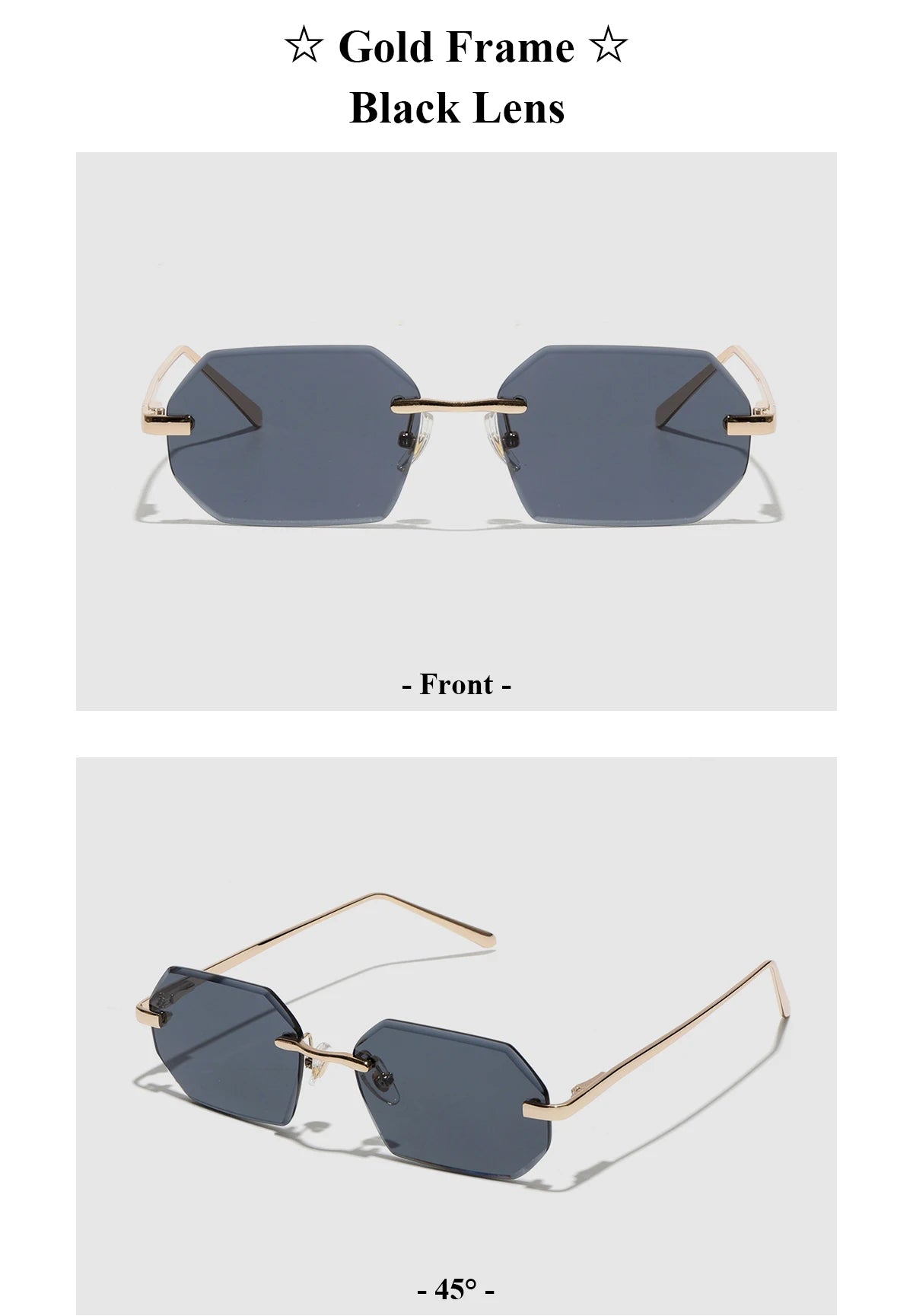 Ruiao Sunglasses Men Brand Designer Fashion Rimless Sun Glasses Shades Diamond Cut Lens Ladies Frameless Metal Eye glasses