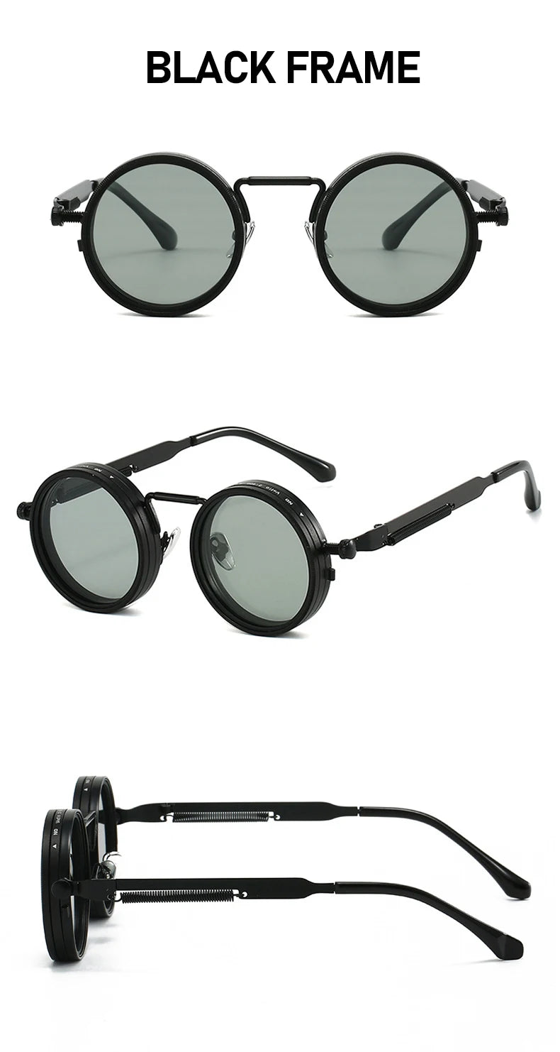 Polarized Round Sunglasses ND9 Adjustable Dimming Sun Glasses Steampunk Men Women Retro Punk Fishing Eyewear Outdoor With Case