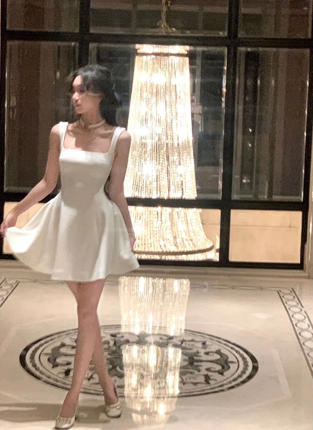 Elegant Korean Fashion Summer Evening Party Red U-neck Sling Dress Lady Casual High Waist Sleeveless Strap Mini Dress for Women