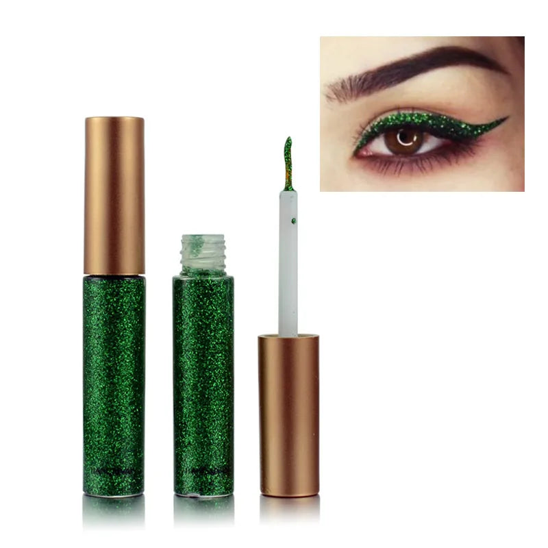 Long Lasting Glitter Eyeliner Kit 10 Vibrant Shades Metallic Sparkle Smudge Proof Easy Apply Eye Liner Makeup Set