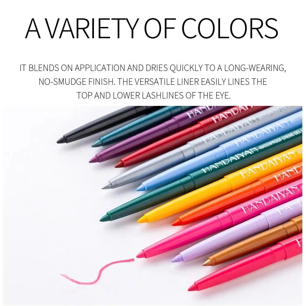 Waterproof Creamy Eyeliner Pencil Set Long Lasting Smooth Gel Professional Eye Makeup Vibrant Colors Kit