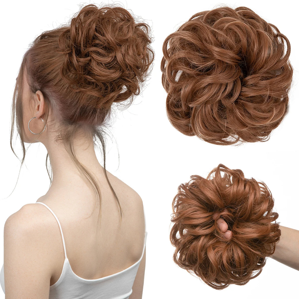 Synthetic Messy Hair Bun Extensions Big Curly Elastic Hair Scrunchies Hairpieces Chignon Donut Updo Hair Pieces for Women