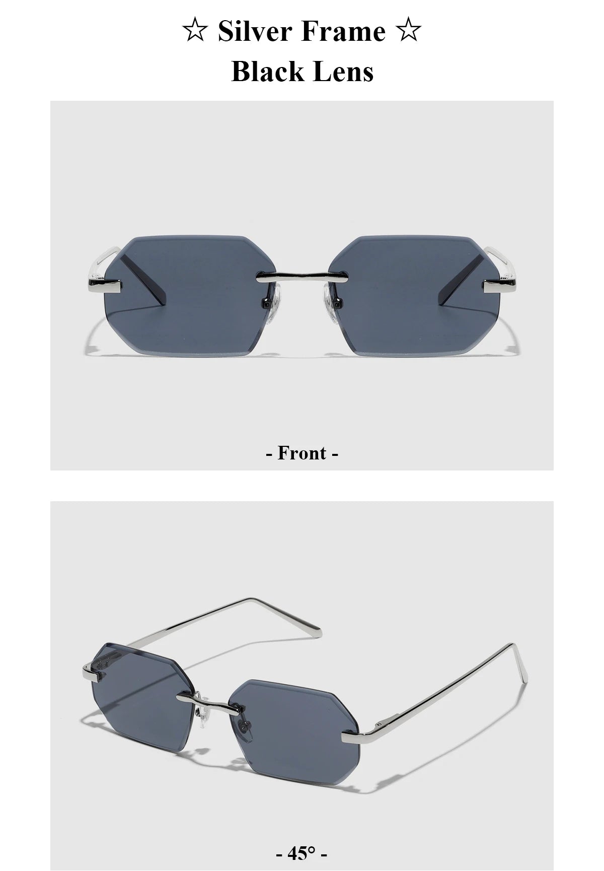 Ruiao Sunglasses Men Brand Designer Fashion Rimless Sun Glasses Shades Diamond Cut Lens Ladies Frameless Metal Eye glasses