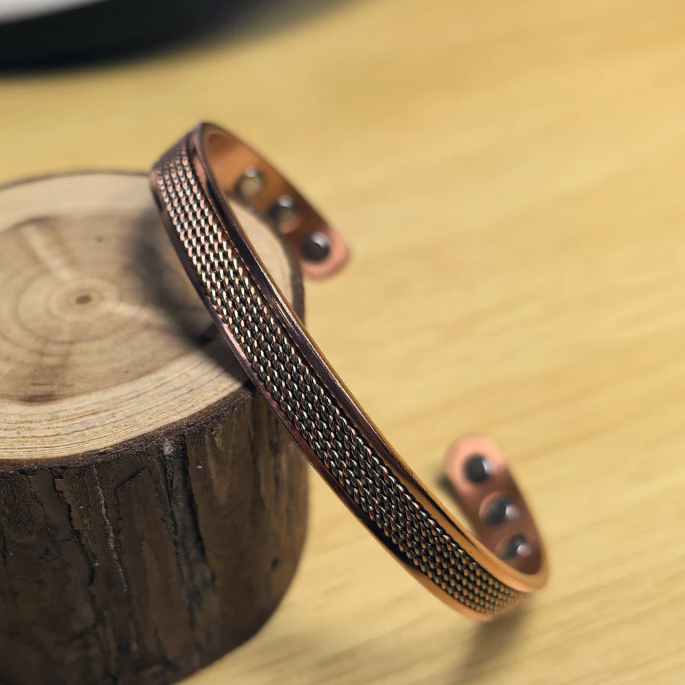 Vinterly Pure Copper Bracelet Women Line Adjustable Stripe Magnetic Bangle Arthritis Relief Health High Magnet Jewelry Resizable