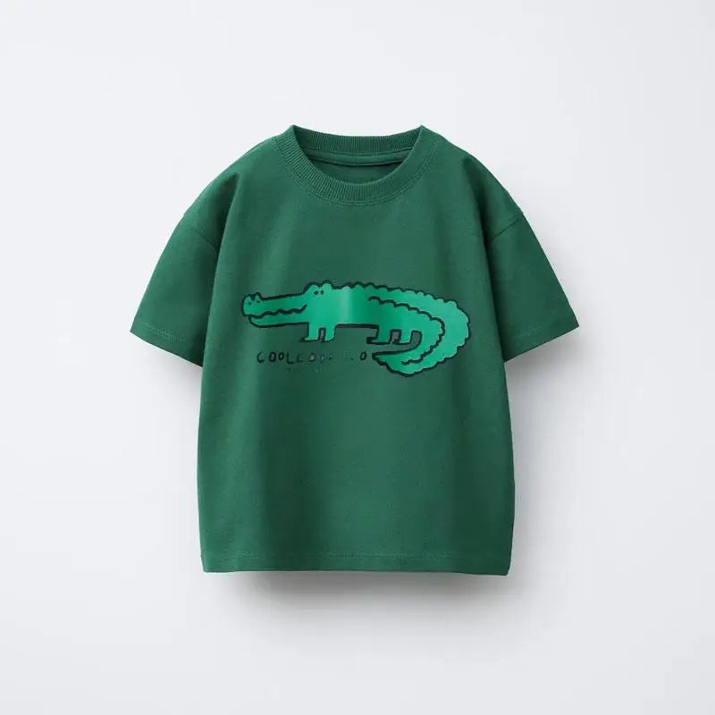 Animal Pattern Boys Clothes T-shirt Summer New Simple Fashion Short Sleeve Tops Kids Tees Round Collar Print Children's T Shirts
