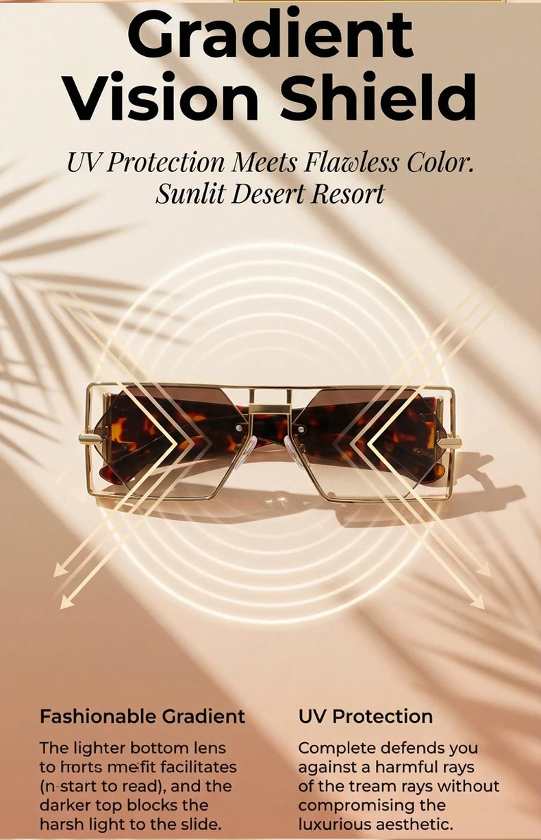 Steampunk Rectangle Sunglasses Women Men 2026 Luxury Hollow Metal Frame Sun Glasses Vintage Punk Hexagon Eyewear UV400 Shades