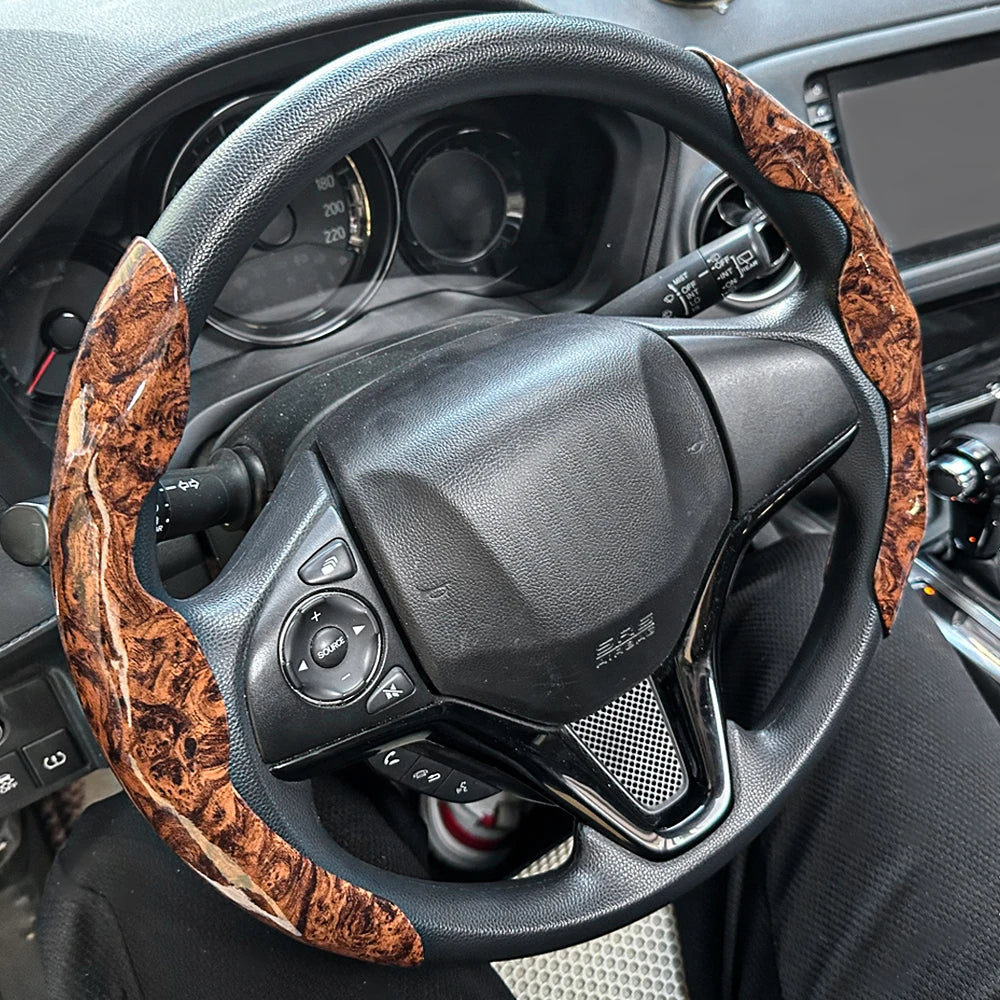 Universal Car Steering Wheel Cover Anti-slip Bright Gloss Carbon Fiber Texture Steering Wheel Decoration Accessories 14.5-15inch