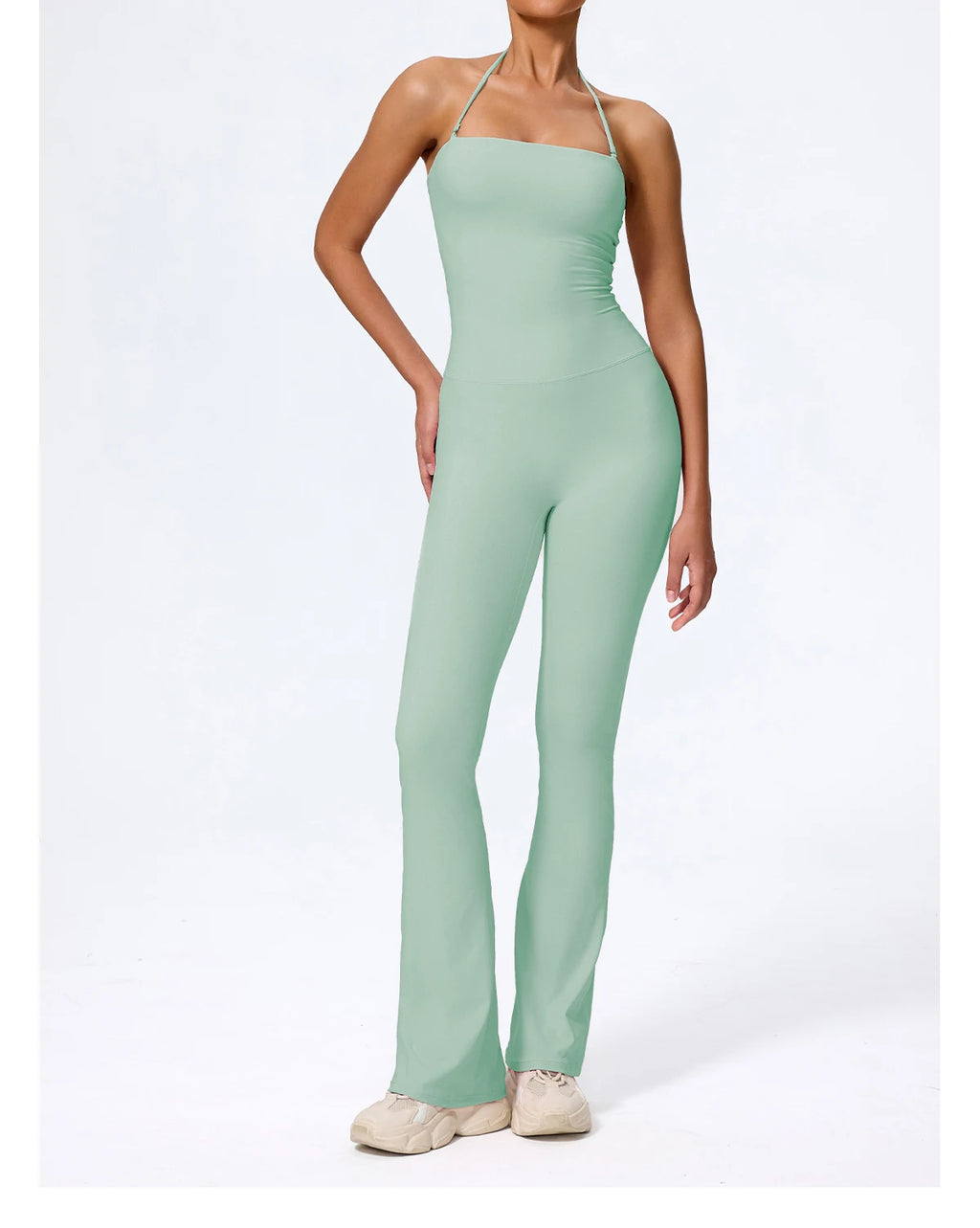 New Summer Women Sleeveless Yoga Jumpsuit Female Gym Flared Overalls Neck-hanging Backless Sportswear Sport Outfit For Woman