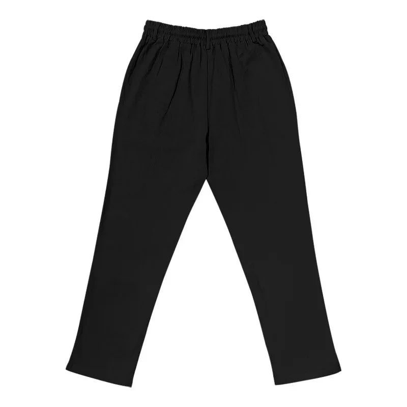 New men's cotton and linen casual breathable pants, fashionable street sport pants, beach and outdoor loose straight pants