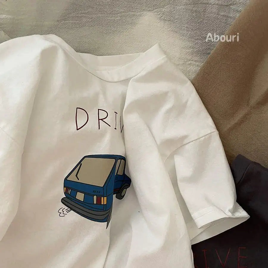 Solid Color Prnted Short Sleeve Tees Summer Clothing Boys Loose Casual O-neck T-shirts Children's Clothes Baby Boy T Shirts Tops