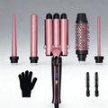 Curling Iron Set 6-in-1 Hair Curler with 3 Barrel Hair Crimper, Hair Straightener - Waver Heating Styling Tools for Women