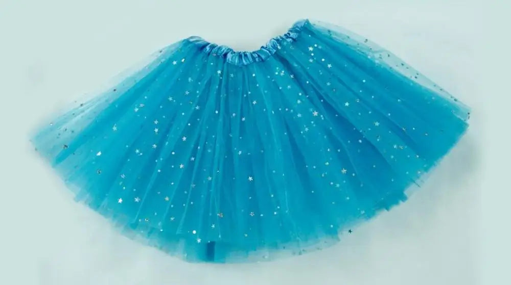 Kids Baby Star Glitter Dance Tutu Skirt For Girl Sequin 3 Layers Tulle Toddler Pettiskirt Children Chiffon 2-8T