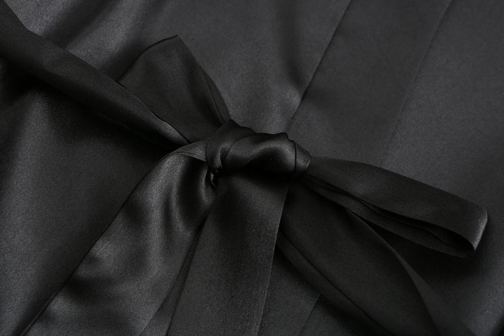 Black Women Silky Satin Robe Wedding Bridal Party Bride Bridesmaid Robes Kimono Loungewear Dressing Gowns