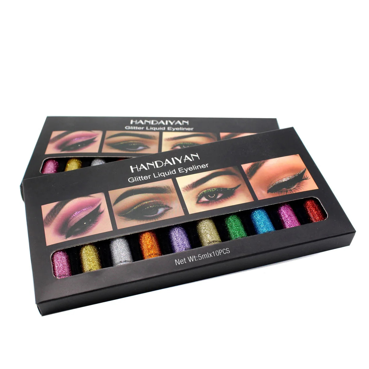 Long Lasting Glitter Eyeliner Kit 10 Vibrant Shades Metallic Sparkle Smudge Proof Easy Apply Eye Liner Makeup Set