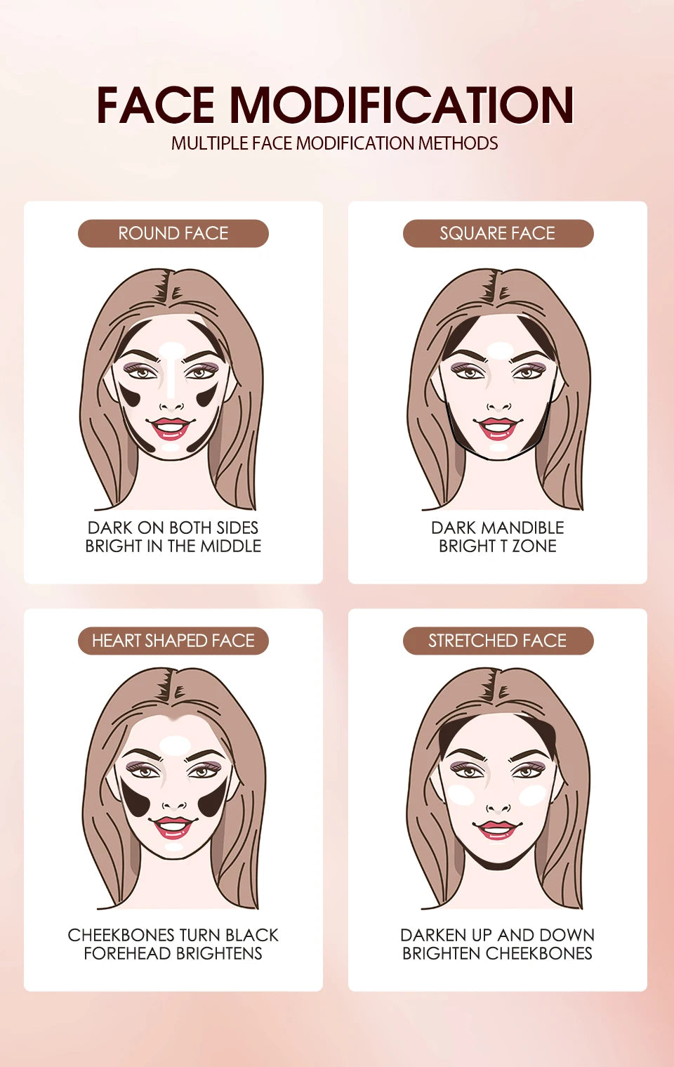 O.TWO.O Contour Stick Cream Long-wear Lightweight Brighten Stick Easy to Sculpt Face Concealer Bronzer Contouring Makeup Pen