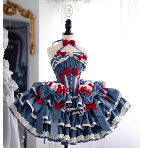 New Girls Birthday Lolita Dress 2026 Spring and Summer Women's Tube Top Satin Bowknot Slim Pettiskirt Short Mini Party Dress