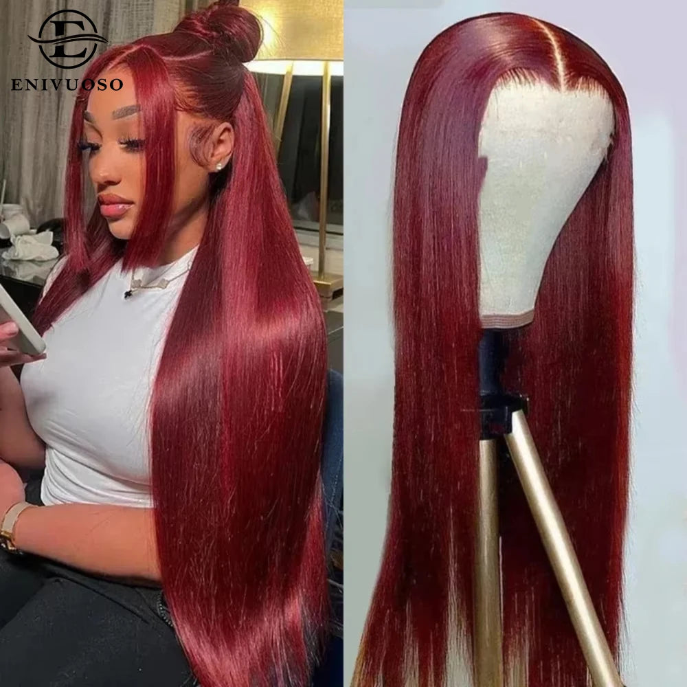 Long Straight 13X4 Lace Front Synthetic Hair Wig with Baby Hair Chocolate Brown Colored Silky Straight Lace Front Wigs For Women