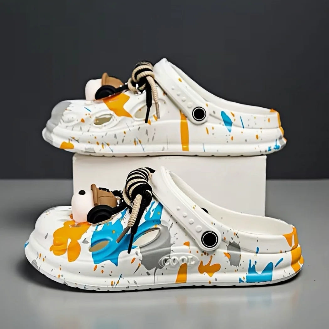 Headphone Dog Cartoon Clogs Women Men Non-slip Platform Slippers Fashion Graffiti Print Summer Outdoor Sandals