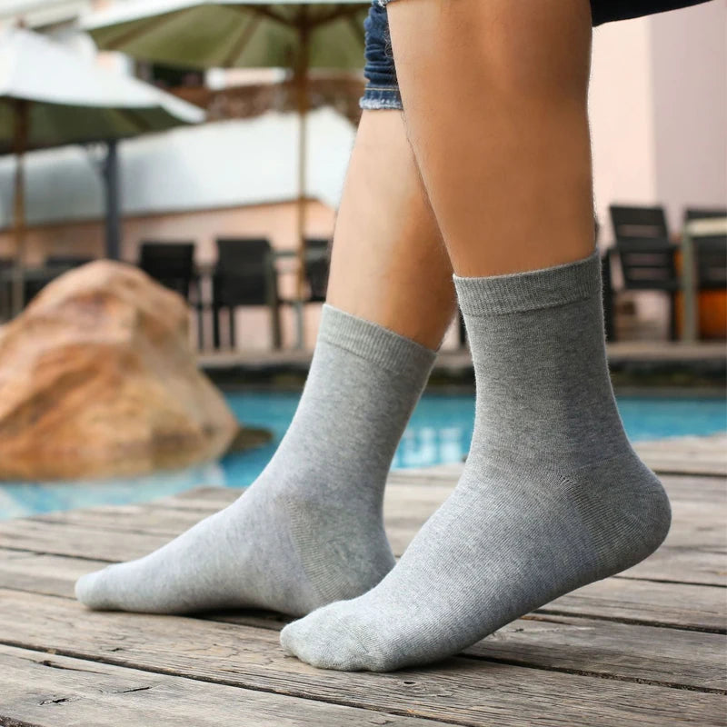 10Pairs/Lot Men Combed Cotton Socks Black Casual Business Breathable High Quality Man Sock New For Male Plus Size EU38-48