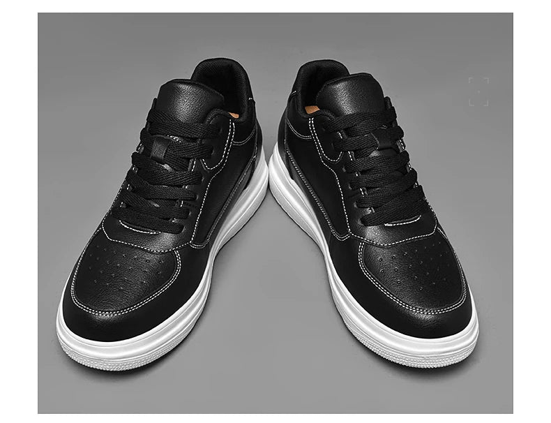 New Invisible Height-increasing Shoes for Men, 6CM-8CM-10CM Sports Shoes,White Leather Sports Shoes for Men,Enlarged Sizes 36-46