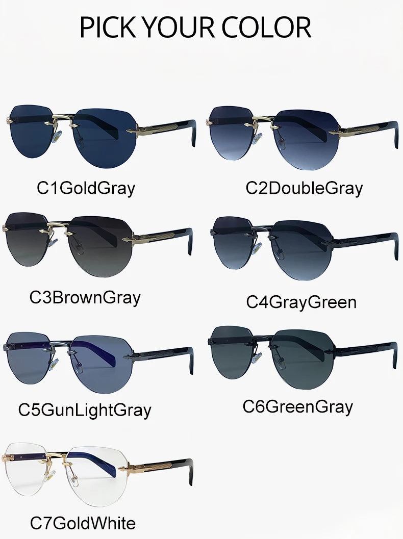 2026 Fashion Square Rimless Sunglasses Women Vintage Gold Metal Frameless Polygon Sun Glasses Lady Pilot Eyewear Cut Edge Shades