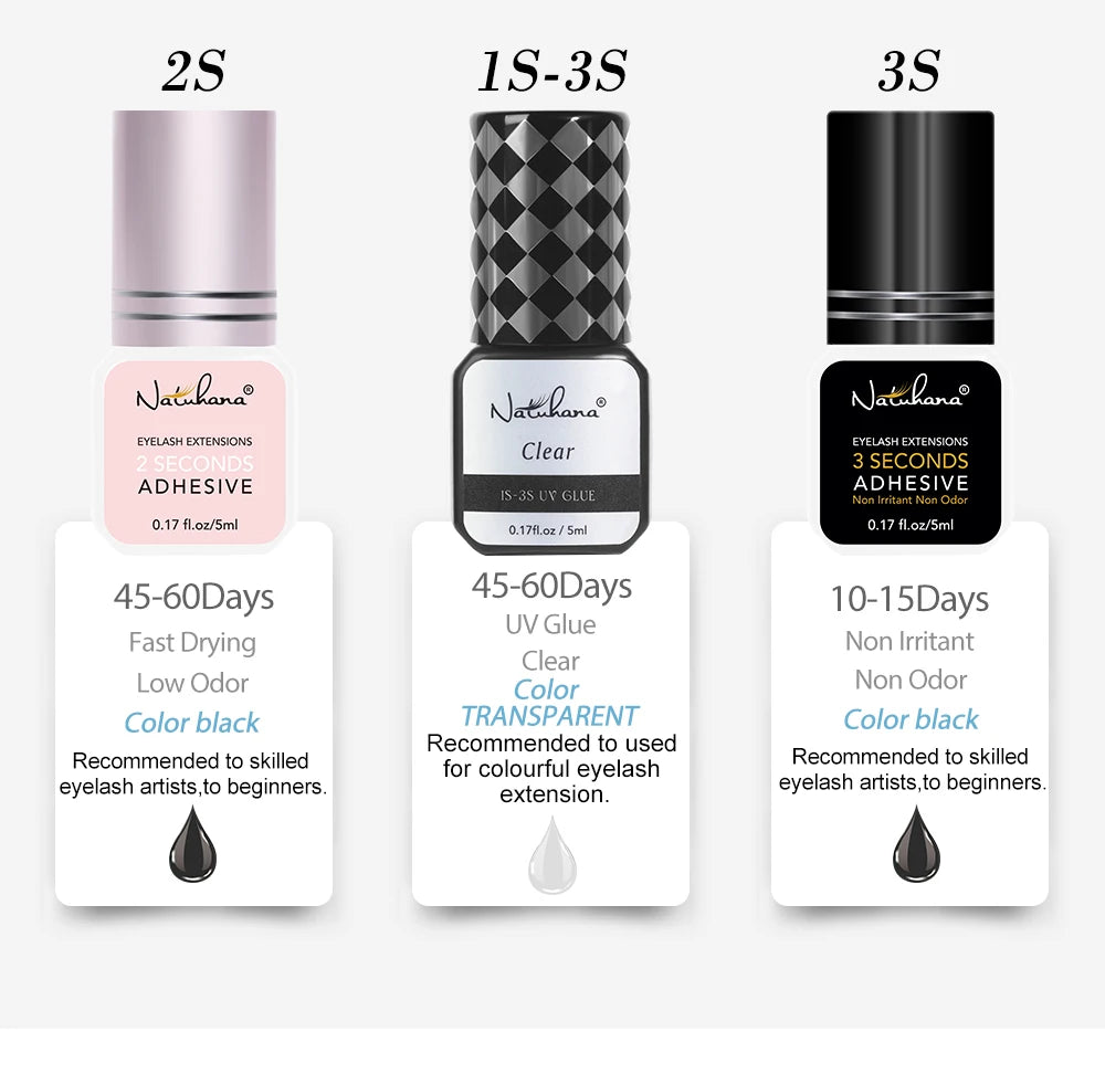 Professional 5ml 0.3S 0.5S 1S 2S 3S Eyelash Glue Fast Drying Strong False Eye Lash Extension Glue Adhesive