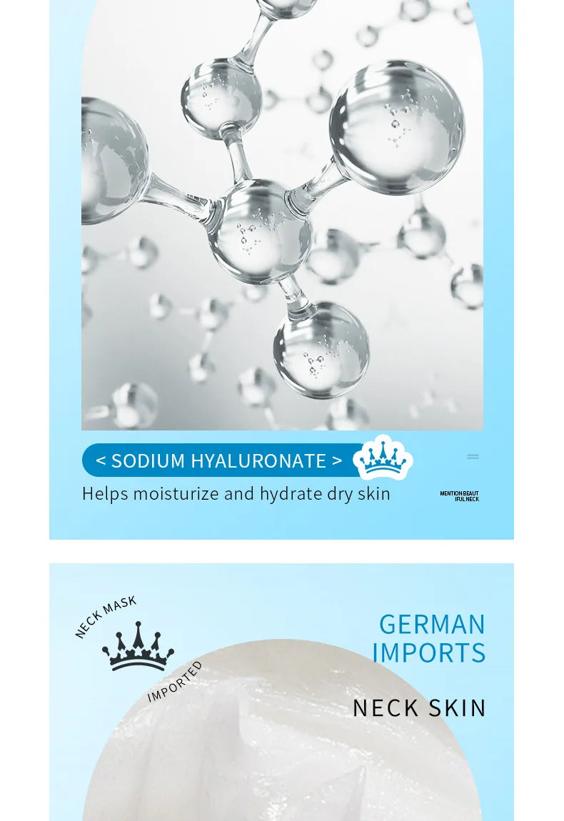10pcs SADOER Hyaluronic Acid Neck Mask Collagen Firming Neck Masks Nourishing Brightening Beauty Moisturizing Necks Skin Care