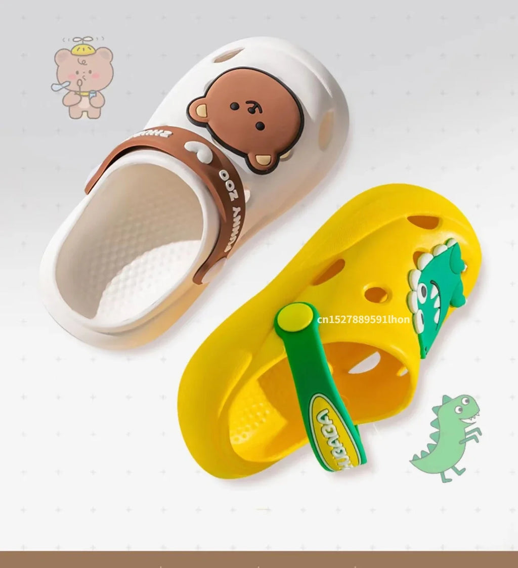 Cartoon Home Slippers Kids Fashion Cute Soft Soled Non-slip Sandals Summer New Design Shoes Baby Unisex PVC Round Head Slippers