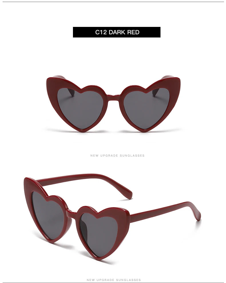 Heart Shaped Sunglasses Women Cat Eye Female Sun Glasses Luxury Brand Retro Love Black Red Eyewear Men Oversize Shade