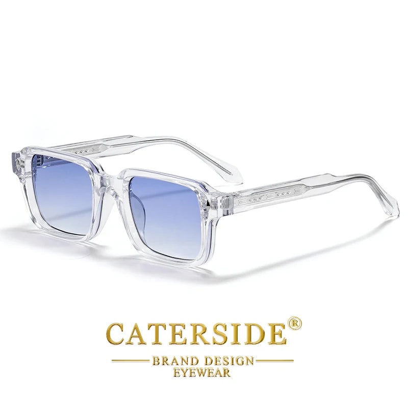 CATERSIDE Vintage Men's Square Sunglasses Brand Design Temple Tips Sun Glasses Women's Outdoor Travel Party Eyeglass UV400