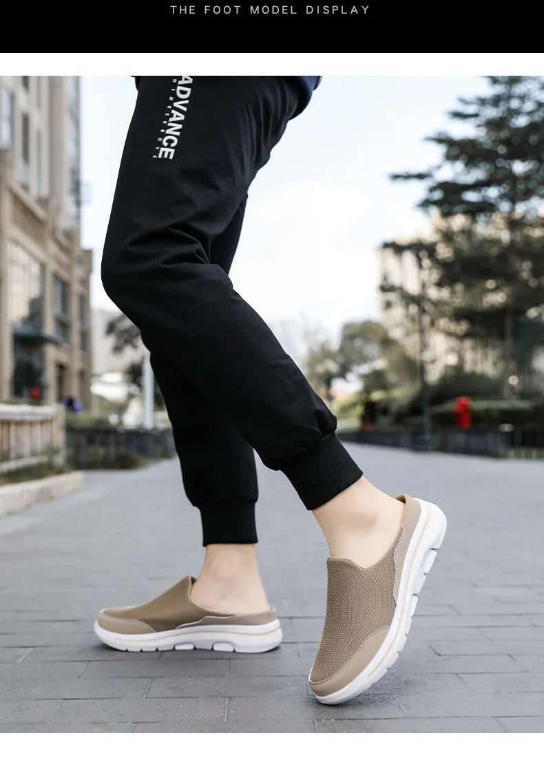 2025 Men Slippers Summer Breathable Home Indoor Slippers Men Thick Bottom Slides Fashion Couple Walking Shoes Plus Size 39-48
