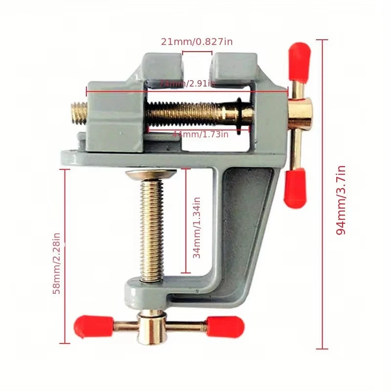 Mini Bench Vise Muliti-Funcational 3.5&quot Aluminum Miniature Small Jewelers Hobby Clamp On Table Flat Pliers Tool Vice