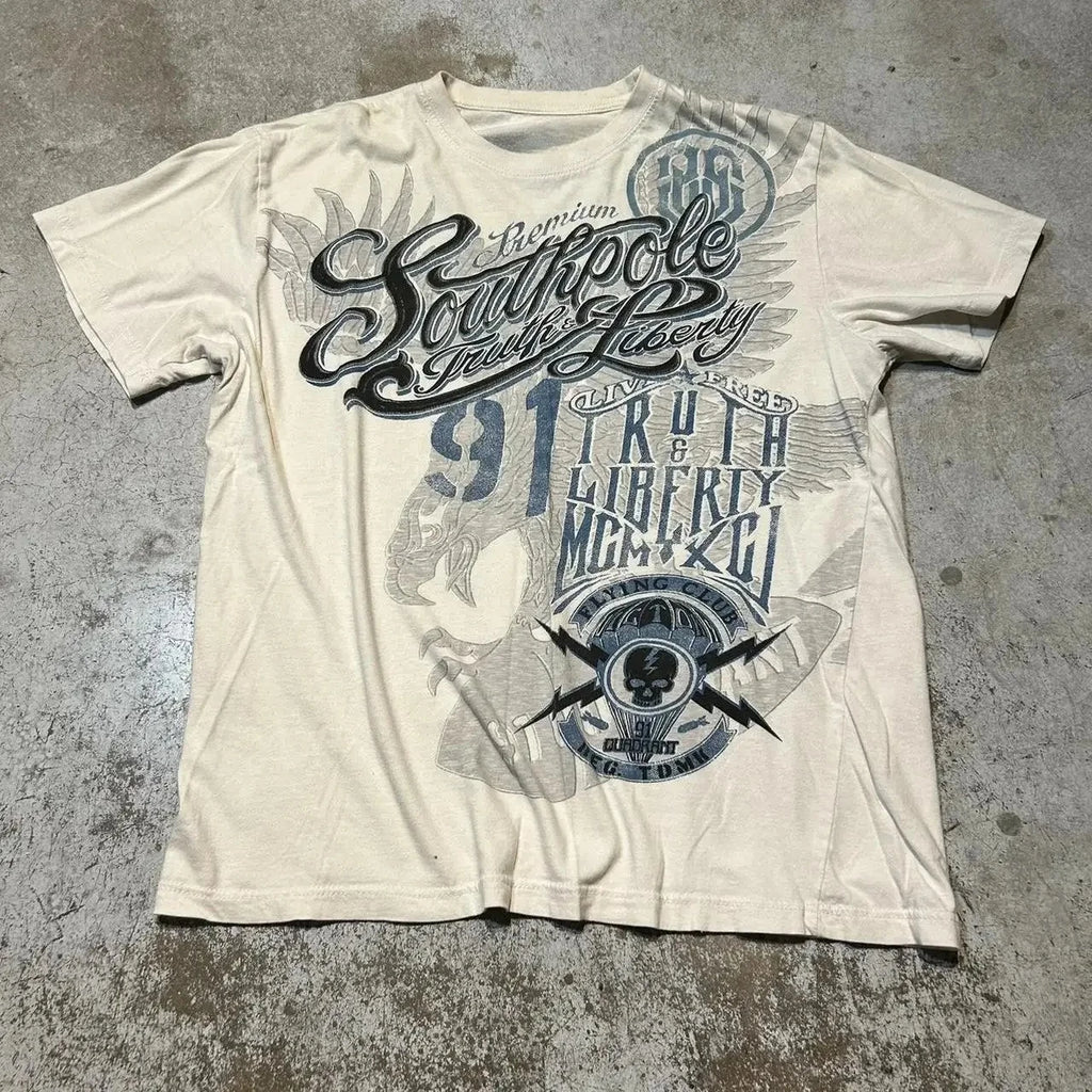 Hip Hop T-Shirt Streetwear Women Vintage Graphic American Style Fashion Baggy Pure Tops Leisure Couple Short Sleeves Clothing