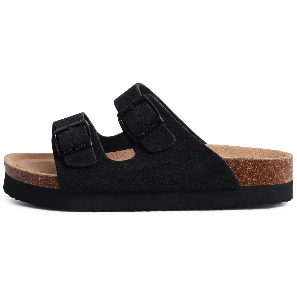 Bebealy Women's Cork Footbed Slide Men Sandal Summer Outdoor Sandals With Adjustable Buckle Beach Sandals Vacation Pool Sandals