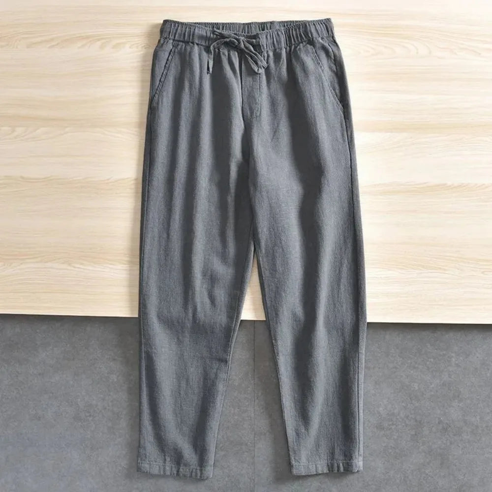 Men's Casual Pants Baggy Streetwear Men Joggers Cotton Linen Sports Trousers Long Straight Pants for Men