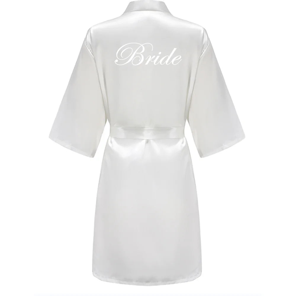 Black Women Silky Satin Robe Wedding Bridal Party Bride Bridesmaid Robes Kimono Loungewear Dressing Gowns