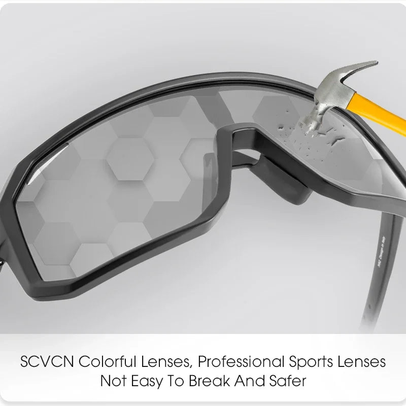 SCVCN New Photochromic Cycling Glasses Motorcycle Bike Riding Outdoor Sport Cycling Sunglasses Men Women Hiking UV400 Goggles