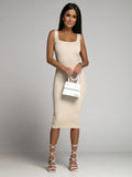 2024 Summer Sexy Women's Dress White Ribbed Bandage Dresses Long Dresses Female Clothing Trendy Fashion Elegant Skinny Ladies