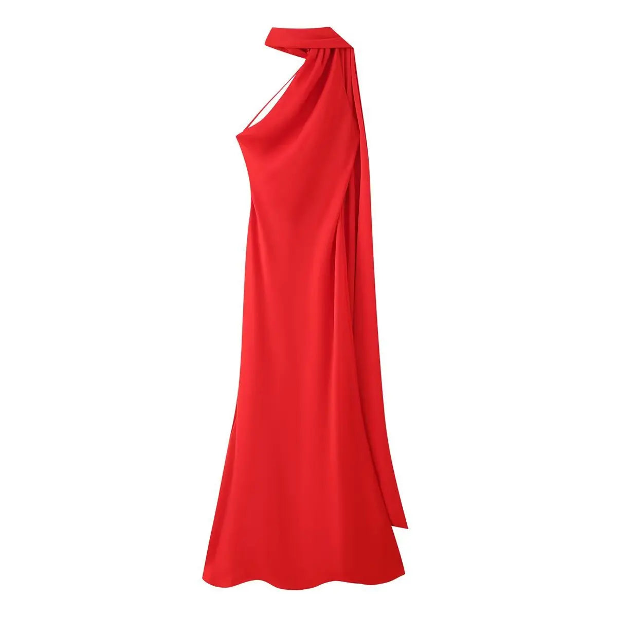 VEITCHE Elegant Women's Soft Silk Satin Long Dress Halter Backless Sleeveless Maxi Dresses Summer Lady Long Ribbon Party Gowns