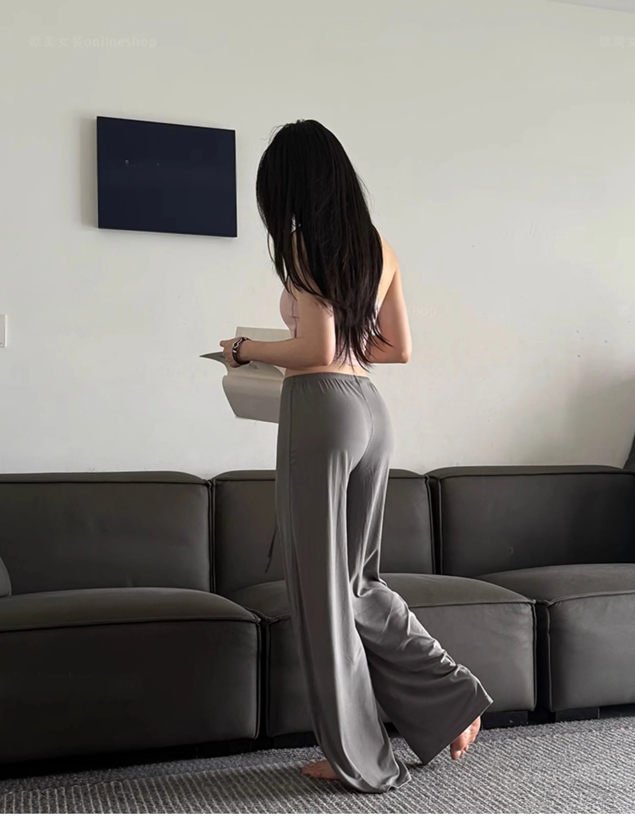 Ctenkevet-High Waist Wide-Leg Yoga Joggers for Women, Female Casual Tracksuit Bottoms, Straight Outdoor Baggy Sweatpants, Autumn