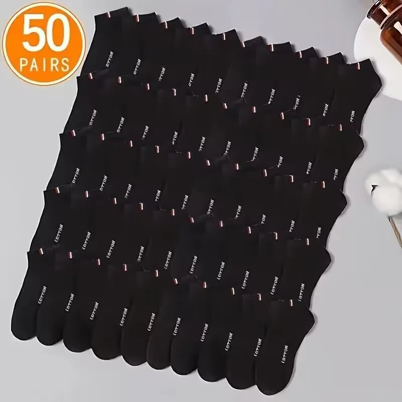 20/50 Pairs of High-Quality Soft and Comfortable Men's Sports Socks Casual and Breathable Black and White Short Socks