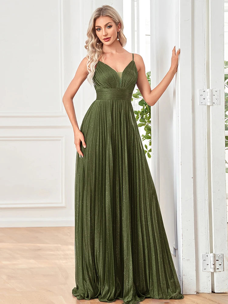 PrettyBirth Elegant A-line Evening Dresses Luxury Floor Lenght Backless Formal Deep V-neck Women Caicktail Wedding Party Gowns