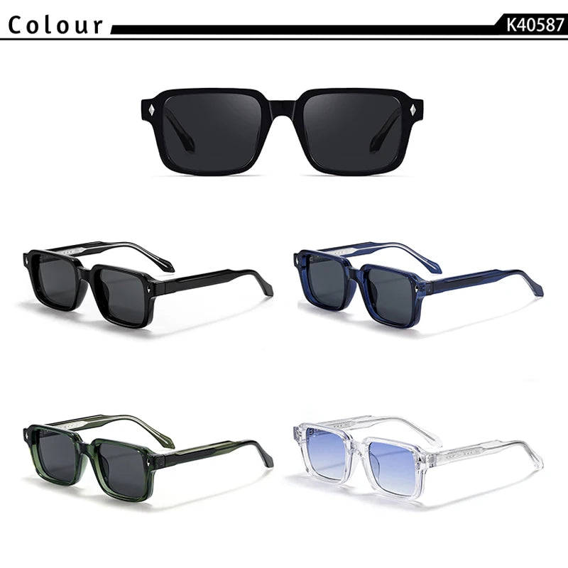 CATERSIDE Vintage Men's Square Sunglasses Brand Design Temple Tips Sun Glasses Women's Outdoor Travel Party Eyeglass UV400